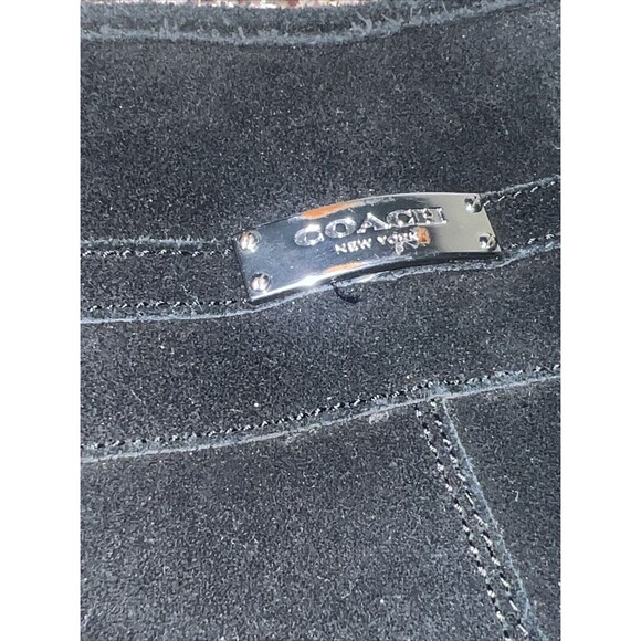 Coach Designer Suede Black Winter Logo Boots Women's Size 7 B - Picture 3 of 6
